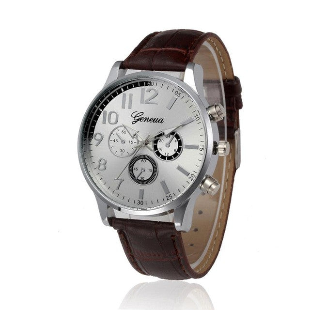 New Fashion Busniess Mens Watches PU Leather Geneva Clock Men Retro Design Vintage Quartz Wrist Watches For Men Montre Homme &22