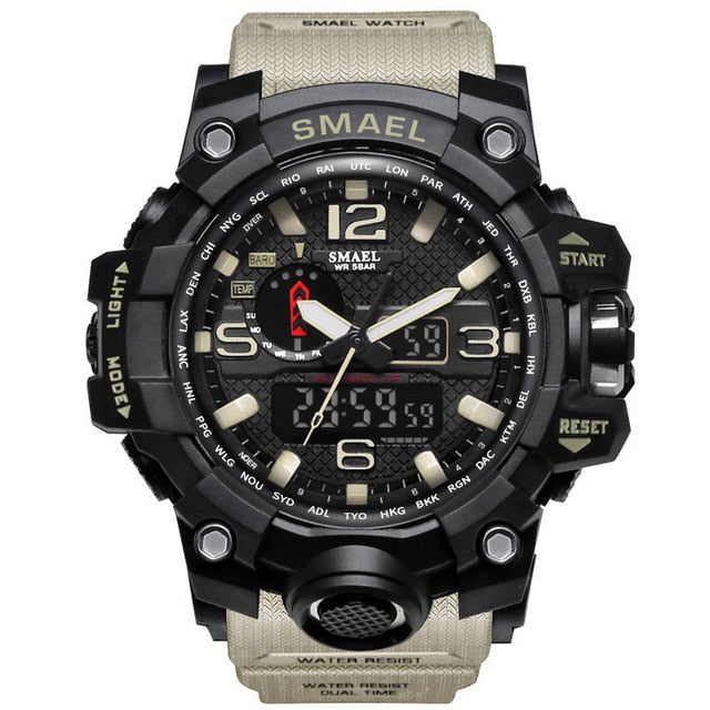 Men Military Watch 50m Waterproof Wristwatch LED Quartz Clock Sport Watch Male relogios masculino 1545 Sport S Shock Watch Men