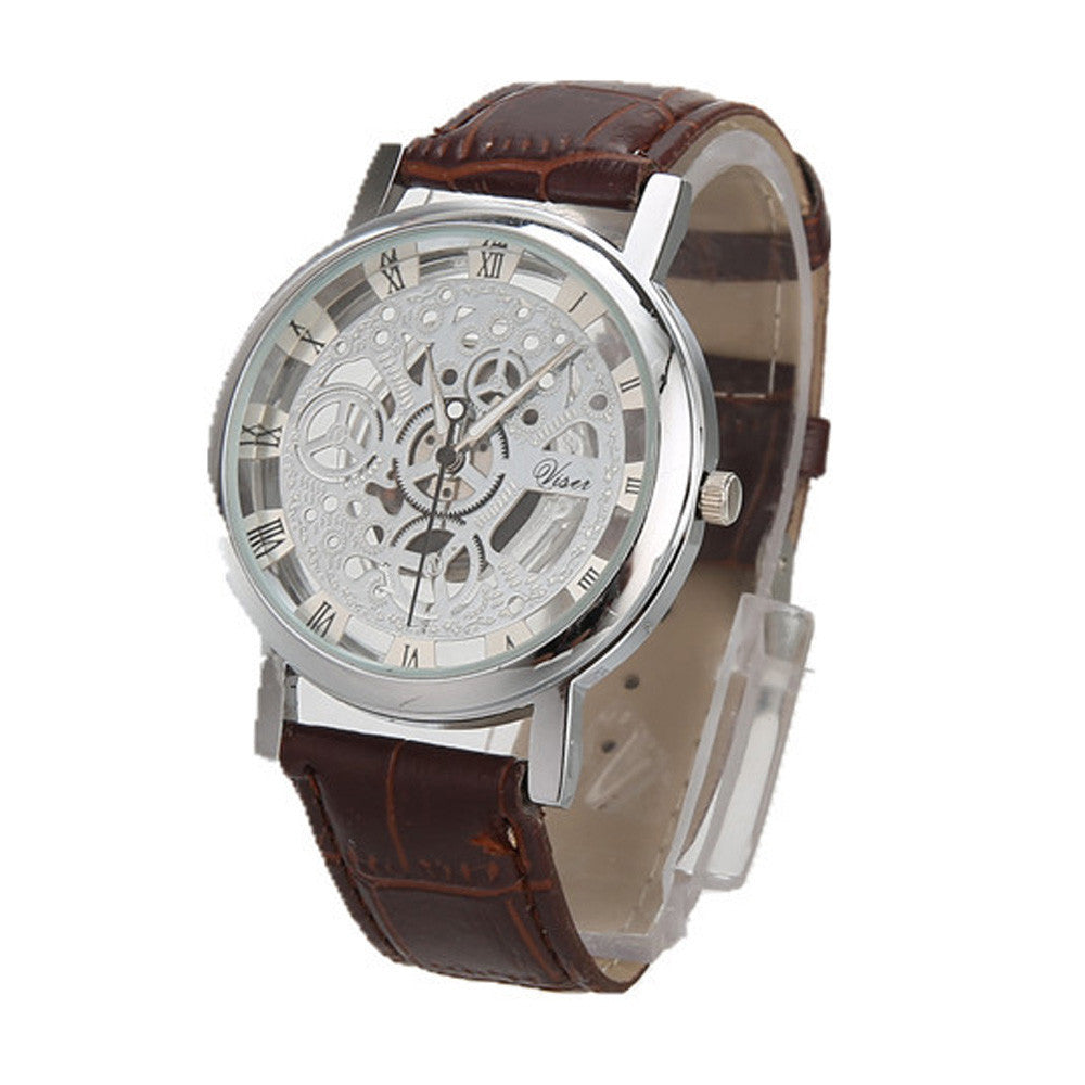 Men Luxury Stainless Steel Quartz Military Sport Leather Band Dial Wrist Watch