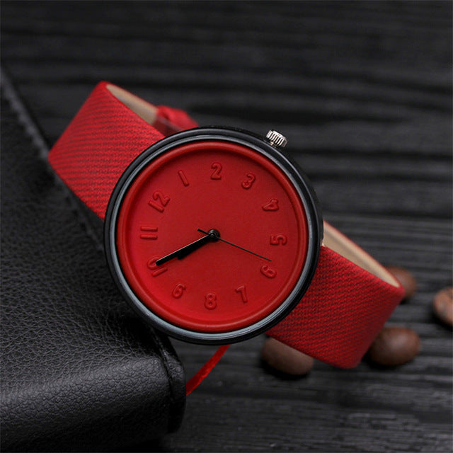 Candy color Unisex Simple Number watches women japanese fashion luxury watch Quartz Canvas Belt Wrist Watch girls gift