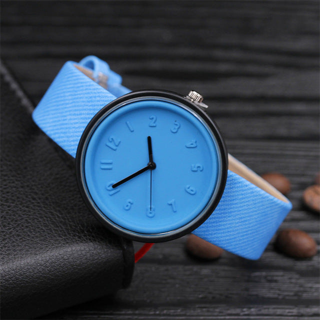 Candy color Unisex Simple Number watches women japanese fashion luxury watch Quartz Canvas Belt Wrist Watch girls gift