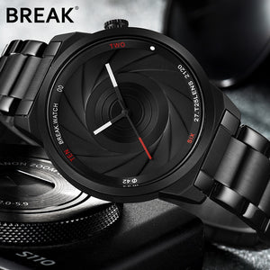 BREAK Photographer Series Unique Camera Style stainless Strap Men Women Casual Fashion Sport Quartz Modern Gift Wrist Watches