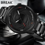 BREAK Photographer Series Unique Camera Style stainless Strap Men Women Casual Fashion Sport Quartz Modern Gift Wrist Watches