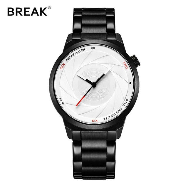 BREAK Photographer Series Unique Camera Style stainless Strap Men Women Casual Fashion Sport Quartz Modern Gift Wrist Watches