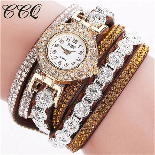CCQ 2018 Watch Women Bracelet Ladies Watch With Rhinestones Clock Womens Vintage Fashion Dress Wristwatch Relogio Feminino Gift