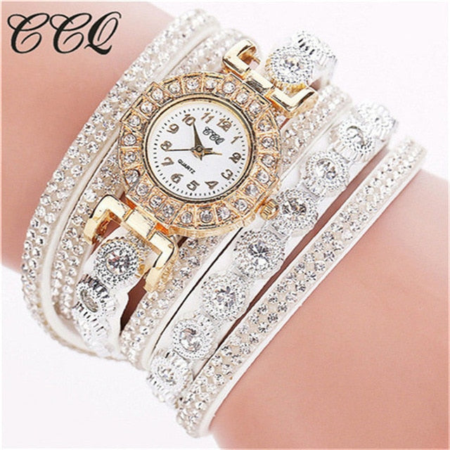 CCQ 2018 Watch Women Bracelet Ladies Watch With Rhinestones Clock Womens Vintage Fashion Dress Wristwatch Relogio Feminino Gift