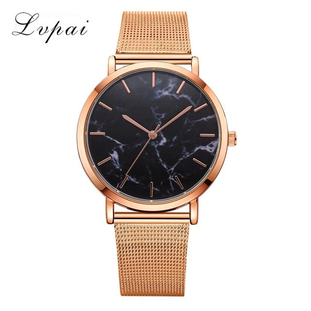 Lvpai Dropshiping Fashion Rose Gold Mesh Band Creative Marble Wrist Watch  Casual Women Watches Brand Quartz Gift Relogio