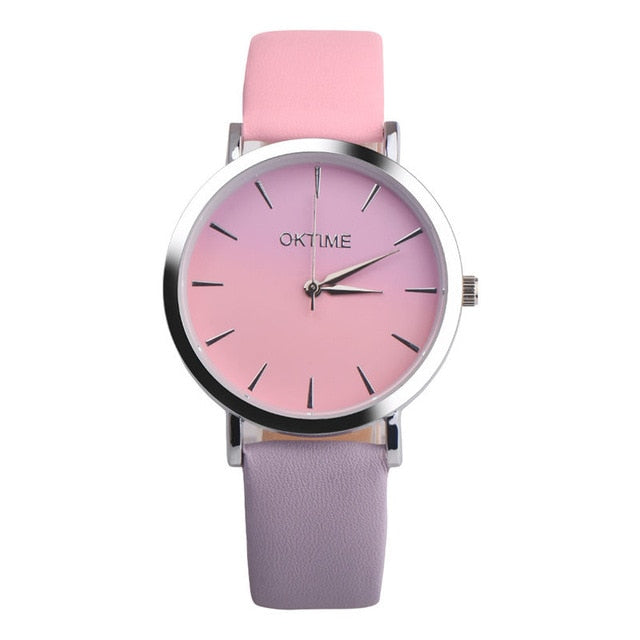2018 Fashion WristWatch Retro Rainbow Design Women Dress Watch Quartz Leather  Watches gift for lovers Montre Relogio  #D