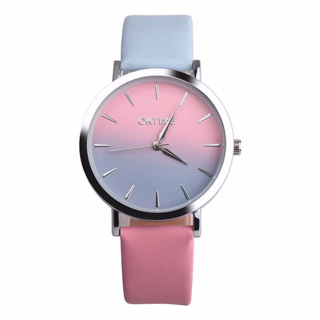 2018 Fashion WristWatch Retro Rainbow Design Women Dress Watch Quartz Leather  Watches gift for lovers Montre Relogio  #D