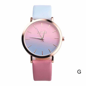 2018 Fashion WristWatch Retro Rainbow Design Women Dress Watch Quartz Leather  Watches gift for lovers Montre Relogio  #D