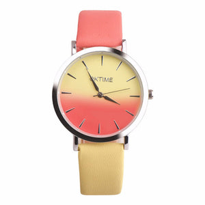 2018 Fashion WristWatch Retro Rainbow Design Women Dress Watch Quartz Leather  Watches gift for lovers Montre Relogio  #D
