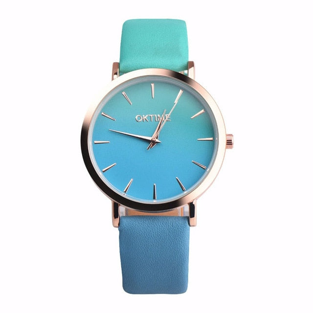 2018 Fashion WristWatch Retro Rainbow Design Women Dress Watch Quartz Leather  Watches gift for lovers Montre Relogio  #D
