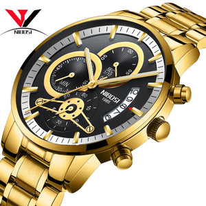 NIBOSI Relogio Masculino Watch Men Gold And Black Mens Watches Top Brand Luxury Sports Watches 2018 Reloj Hombre Waterproof
