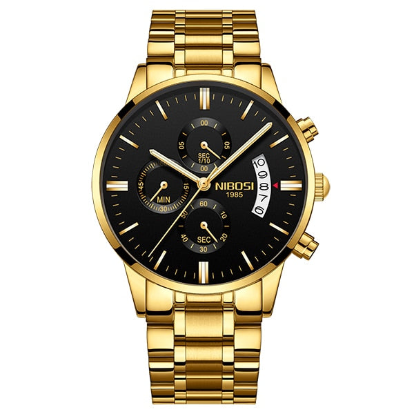 NIBOSI Relogio Masculino Watch Men Gold And Black Mens Watches Top Brand Luxury Sports Watches 2018 Reloj Hombre Waterproof