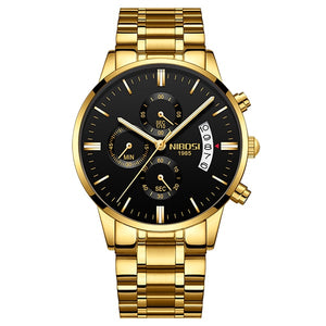 NIBOSI Relogio Masculino Watch Men Gold And Black Mens Watches Top Brand Luxury Sports Watches 2018 Reloj Hombre Waterproof