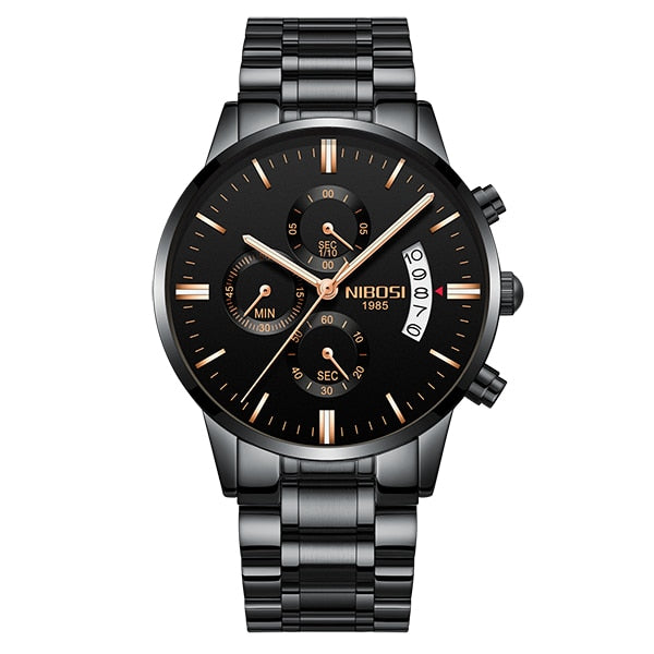NIBOSI Relogio Masculino Watch Men Gold And Black Mens Watches Top Brand Luxury Sports Watches 2018 Reloj Hombre Waterproof