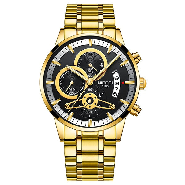 NIBOSI Relogio Masculino Watch Men Gold And Black Mens Watches Top Brand Luxury Sports Watches 2018 Reloj Hombre Waterproof