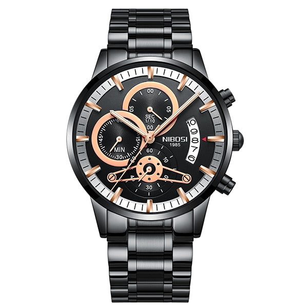 NIBOSI Relogio Masculino Watch Men Gold And Black Mens Watches Top Brand Luxury Sports Watches 2018 Reloj Hombre Waterproof