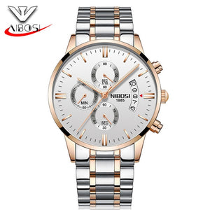 NIBOSI Watch Black Men Watches 2018 Luxury Brand Sport Chronograph Clock Men Watches Stainless Steel Mens Watch Military Army