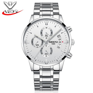 NIBOSI Watch Black Men Watches 2018 Luxury Brand Sport Chronograph Clock Men Watches Stainless Steel Mens Watch Military Army