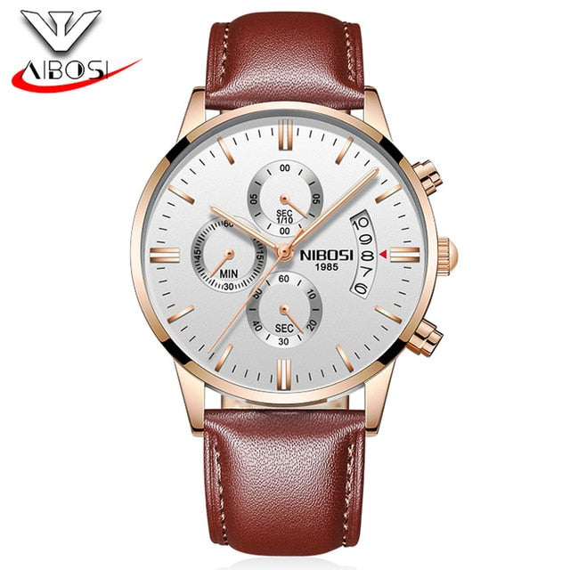 NIBOSI Watch Black Men Watches 2018 Luxury Brand Sport Chronograph Clock Men Watches Stainless Steel Mens Watch Military Army