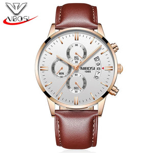 NIBOSI Watch Black Men Watches 2018 Luxury Brand Sport Chronograph Clock Men Watches Stainless Steel Mens Watch Military Army