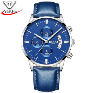 NIBOSI Watch Black Men Watches 2018 Luxury Brand Sport Chronograph Clock Men Watches Stainless Steel Mens Watch Military Army