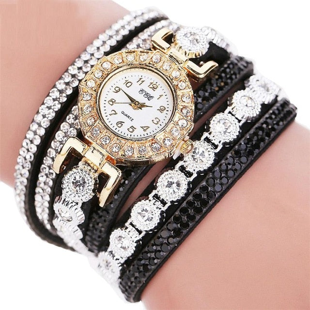Watch 2018 relogio masculino Women Quartz Women PU Leather  Rhinestone Watch Bracelet Watches  Hours Horas  Dropship 17JUN19