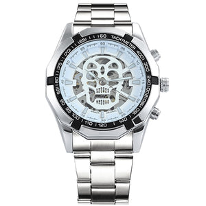 WINNER Steampunk Skull Auto Mechanical Watch Men Black Stainless Steel Strap Skeleton Dial Fashion Cool Design Wrist Watches