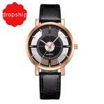 Fashion Women Watch Luxury Unique Stylish Double Hollow Lady Watches Elegant Casual Quartz Wristwatch Gift Girls Clock Black