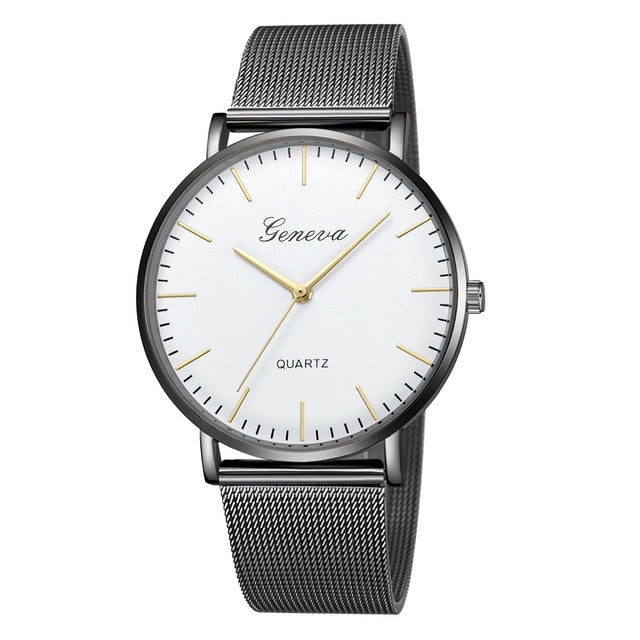 GENEVA Watches Womens 2018 New Brand Classic Quartz Stainless Steel Wrist Watch Bracelet Female Lady Watch relogio feminino A2