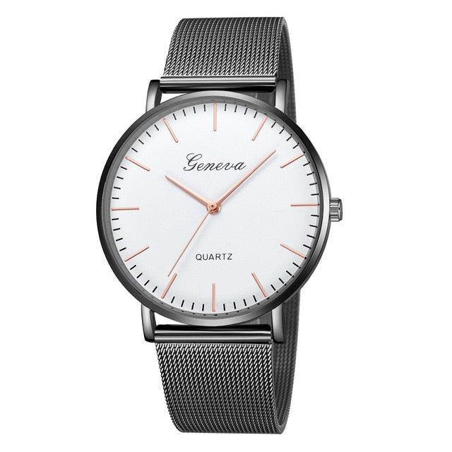 GENEVA Watches Womens 2018 New Brand Classic Quartz Stainless Steel Wrist Watch Bracelet Female Lady Watch relogio feminino A2