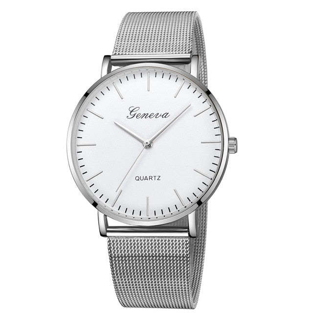 GENEVA Watches Womens 2018 New Brand Classic Quartz Stainless Steel Wrist Watch Bracelet Female Lady Watch relogio feminino A2