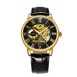 WINNER Classic Golden Skeleton Mechanical Watch Men Stainless Steel Strap Top Brand Luxury Man Watch Vip Drop Shipping Wholesale
