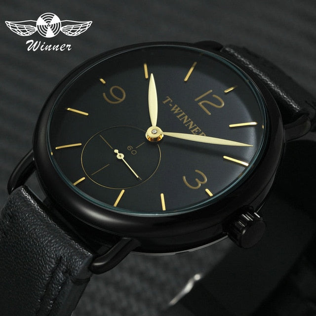 WINNER Classic Golden Skeleton Mechanical Watch Men Stainless Steel Strap Top Brand Luxury Man Watch Vip Drop Shipping Wholesale