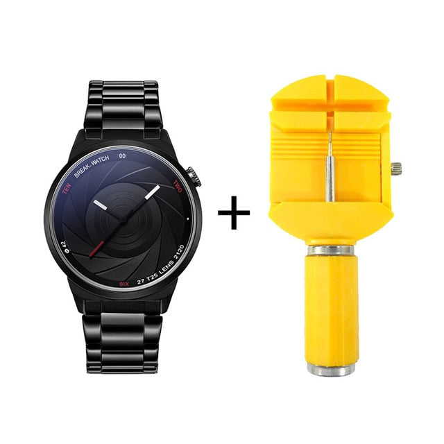 BREAK Photographer Series Unique Camera Style stainless Strap Men Women Casual Fashion Sport Quartz Modern Gift Wrist Watches