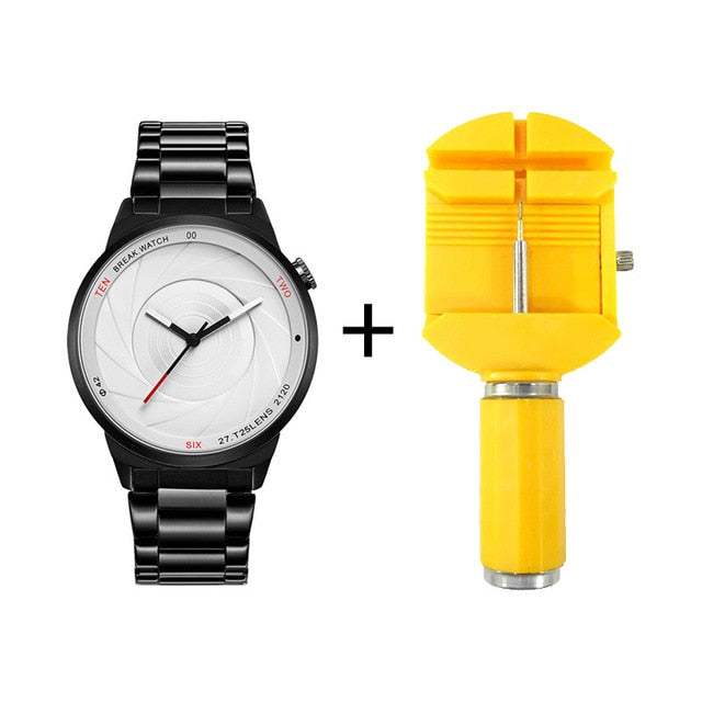 BREAK Photographer Series Unique Camera Style stainless Strap Men Women Casual Fashion Sport Quartz Modern Gift Wrist Watches