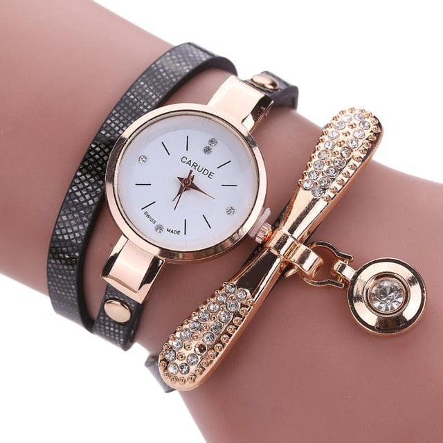 Women Watches Fashion Casual Bracelet Watch Woman Relogio Leather Band Rhinestone Analog Quartz Watch Female Clock Montre Femme