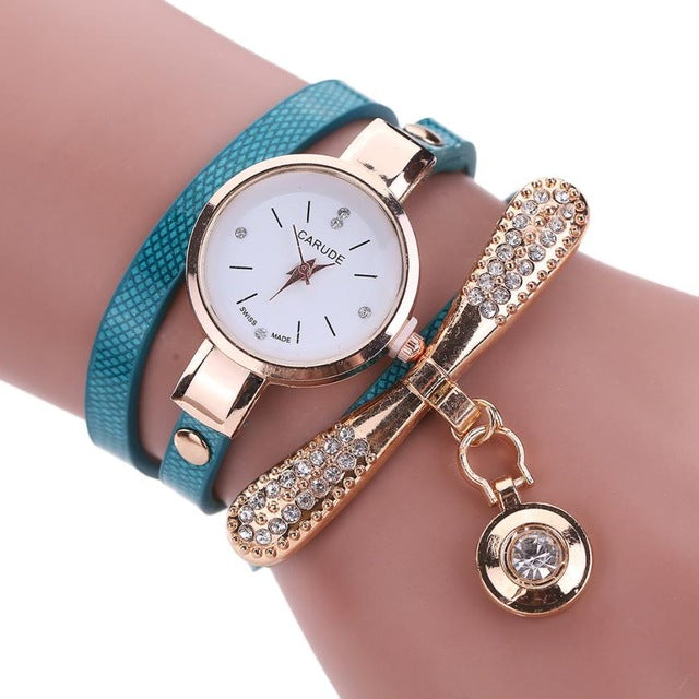 Women Watches Fashion Casual Bracelet Watch Woman Relogio Leather Band Rhinestone Analog Quartz Watch Female Clock Montre Femme
