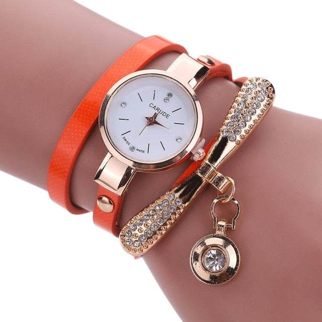 Women Watches Fashion Casual Bracelet Watch Woman Relogio Leather Band Rhinestone Analog Quartz Watch Female Clock Montre Femme