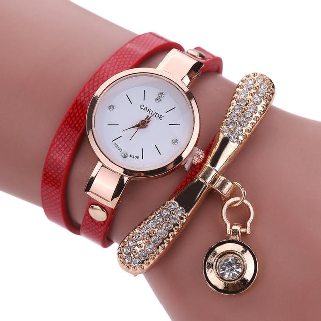 Women Watches Fashion Casual Bracelet Watch Woman Relogio Leather Band Rhinestone Analog Quartz Watch Female Clock Montre Femme