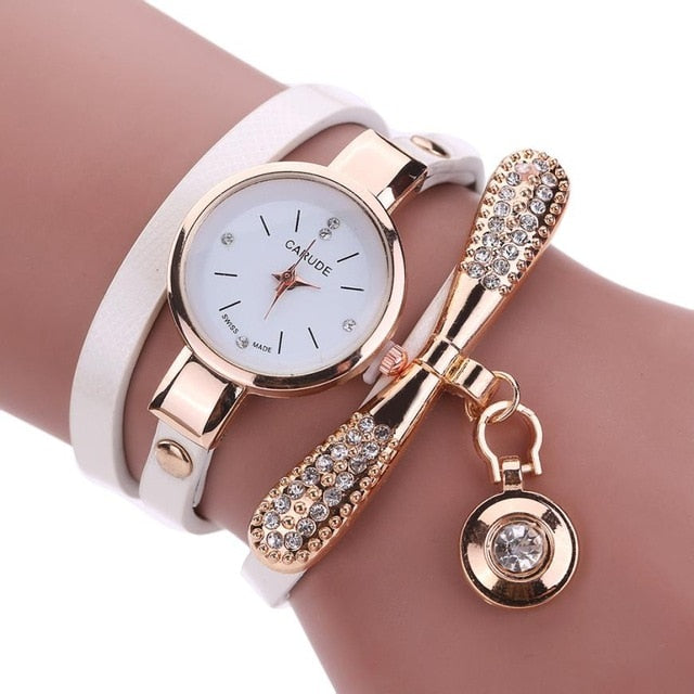 Women Watches Fashion Casual Bracelet Watch Woman Relogio Leather Band Rhinestone Analog Quartz Watch Female Clock Montre Femme
