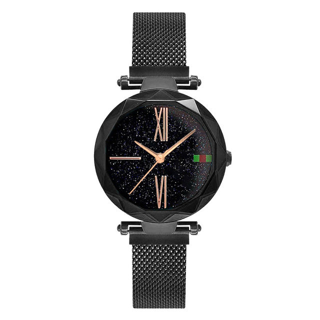 Luxury Rose Gold Women Watches Minimalism Starry sky Magnet Buckle Fashion Casual Female Wristwatch Waterproof Roman Numeral