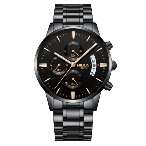 Nibosi Men Watch Chronograph Sport Mens Watches Top Brand Luxury Waterproof Full Steel Quartz Gold Clock Men Relogio Masculino
