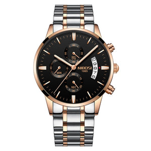 Nibosi Men Watch Chronograph Sport Mens Watches Top Brand Luxury Waterproof Full Steel Quartz Gold Clock Men Relogio Masculino